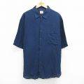 XL★古着 JOS A BANK 半袖 シャツ メンズ 大きいサイズ ロング丈 紺 ネイビー 25jun18 中古 トップス
