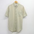 XL★古着 ブルックスブラザーズ BROOKS BROTHERS 半袖 ブランド シャツ メンズ 90年代 90s ロング丈 ボタンダウン USA製 ベージュ カーキ 25jun18 中古 トップス