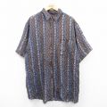 00s 半袖シャツ 葉総柄 パープル XL | 古着