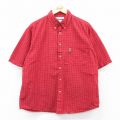 XL★古着 コロンビア COLUMBIA 半袖 シャツ メンズ 00年代 00s コットン ボタンダウン 赤他 レッド チェック 25jun23 中古 トップス