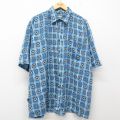 ファーストダウン 半袖シャツ 総柄 ネイビー XL | 古着