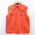 XL★古着 ノースリーブ シャツ メンズ 00年代 00s スカル デイトナビーチ コットン オレンジ デニム 25jun25 中古 トップス