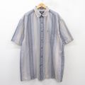 半袖シャツ ワンポイントロゴ ネイビーストライプ XL | 古着