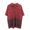 XL★古着 半袖 シャツ メンズ スカル 総柄 開襟 オープンカラー 赤他 レッド 25jun25 中古 トップス