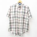 XL★古着 タウンクラフト 半袖 シャツ メンズ 90年代 90s 大きいサイズ ボタンダウン 白他 ホワイト チェック 25jun30 中古 トップス