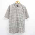 XL★古着 エディーバウアー 半袖 シャツ メンズ 00年代 00s 大きいサイズ コットン ボタンダウン ベージュ系他 カーキ チェック 【spe】 25jul02 中古 トップス