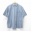 XL★古着 FADED GLORY 半袖 シャツ メンズ 00年代 00s コットン 紺他 ネイビー ストライプ 25jul04 中古 トップス