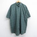 XL★古着 バンヒューセン 半袖 シャツ メンズ ロング丈 ボタンダウン 緑他 グリーン チェック 25jul04 中古 トップス