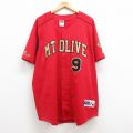 XL★古着 マジェスティック 半袖 ベースボール シャツ メンズ 90年代 90s MT.OLIVE メッシュ地 大きいサイズ ロング丈 USA製 赤 レッド 25jul04 中古 トップス