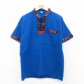 M★古着 半袖 トップス メンズ ノーカラー 青他 ブルー 25jul04 中古