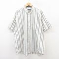 XL★古着 バンヒューセン 半袖 シャツ メンズ 90年代 90s 大きいサイズ ボタンダウン 白他 ホワイト ストライプ 25jul08 中古 トップス