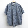 ビューグルボーイ 90s 半袖シャツ 総柄 ネイビー XL | 古着