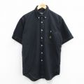 M★古着 ラルフローレン Ralph Lauren チャップス 半袖 ブランド シャツ メンズ 80年代 80s ワンポイントロゴ コットン ボタンダウン 黒 ブラック ストライプ 25jul26 中古 トップス