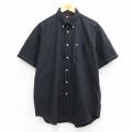 XL★古着 トミーヒルフィガー TOMMY HILFIGER 半袖 ブランド シャツ メンズ 90年代 90s ワンポイントロゴ コットン ボタンダウン 黒 ブラック 25jul26 中古 トップス