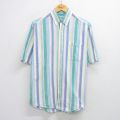 【50%OFF】L★古着 ピューリタン 半袖 シャツ メンズ 80年代 80s コットン ボタンダウン 白他 ホワイト ストライプ 25jul30 中古 トップス