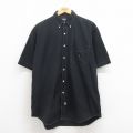 XL★古着 ラルフローレン Ralph Lauren 半袖 ブランド シャツ メンズ 90年代 90s ワンポイントロゴ コットン ボタンダウン 黒 ブラック ストライプ 【spe】 25aug02 中古 トップス
