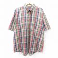 XL★古着 バンヒューセン 半袖 シャツ メンズ 大きいサイズ ボタンダウン ベージュ他 カーキ チェック 25aug06 中古 トップス