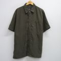 XL★古着 半袖 シャツ メンズ 総柄 レーヨン 濃緑 グリーン 25aug06 中古 トップス