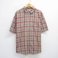 XL★古着 アリゾナジーンズ 半袖 シャツ メンズ 00年代 00s コットン ボタンダウン ベージュ他 カーキ チェック 25aug06 中古 トップス