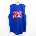 XL★古着 ノースリーブ ベースボール シャツ メンズ 90年代 90s CDT 28 大きいサイズ ロング丈 USA製 青 ブルー 25aug06 中古 トップス