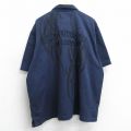 XL★古着 ハーレーダビッドソン Harley Davidson 半袖 シャツ メンズ 刺繍 大きいサイズ 紺 ネイビー 【spe】 25aug06 中古 トップス