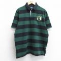XL★古着 ラルフローレン Ralph Lauren 半袖 ラガー シャツ メンズ 90年代 90s R39 10 コットン 緑他 グリーン ボーダー 【spe】 25aug06 中古 トップス