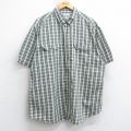 XL★古着 カーハート Carhartt 半袖 シャツ メンズ ワンポイントロゴ 大きいサイズ ロング丈 コットン ボタンダウン 白他 ホワイト チェック 25aug06 中古 トップス