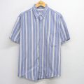 XL★古着 半袖 シャツ メンズ 90年代 90s コットン ボタンダウン USA製 紺他 ネイビー ストライプ 25aug07 中古 トップス