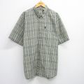 XL★古着 IZOD 半袖 シャツ メンズ 大きいサイズ ロング丈 コットン ボタンダウン 緑他 グリーン チェック 25aug07 中古 トップス