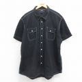 XL★古着 トミーヒルフィガー TOMMY HILFIGER 半袖 ブランド シャツ メンズ ワンポイントロゴ 大きいサイズ コットン 黒 ブラック 25aug08 中古 トップス