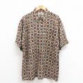 XL★古着 CAMPIA 半袖 シャツ メンズ 00年代 00s 総柄 レーヨン 黒 ブラック 25aug08 中古 トップス