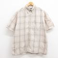 L★古着 ラルフローレン Ralph Lauren チャップス 半袖 ブランド シャツ メンズ 90年代 90s リネン ボタンダウン 薄ベージュ カーキ 25aug08 中古 トップス