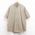 XL★古着 ラルフローレン Ralph Lauren 半袖 ブランド シャツ メンズ 90年代 90s ワンポイントロゴ BLAKE 大きいサイズ ロング丈 コットン ボタンダウン 黄 イエロー チェック 【spe】 25aug08 中古 トップス