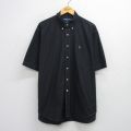 XL★古着 ラルフローレン Ralph Lauren 半袖 ブランド シャツ メンズ 90年代 90s ワンポイントロゴ BLAKE 大きいサイズ ロング丈 コットン ボタンダウン 黒 ブラック 【spe】 25aug09 中古 トップス