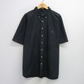 XL★古着 ラルフローレン Ralph Lauren 半袖 ブランド シャツ メンズ ワンポイントロゴ 大きいサイズ ロング丈 コットン ボタンダウン 黒 ブラック 25aug09 中古 トップス