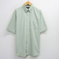 XL★古着 半袖 シャツ メンズ 大きいサイズ ロング丈 ボタンダウン 薄緑 グリーン 25aug09 中古 トップス