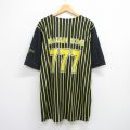 XL★古着 半袖 ロック バンド シャツ メンズ ストライパー 大きいサイズ ロング丈 黒他 ブラック ストライプ 25aug09 中古 トップス