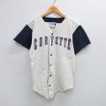 S★古着 半袖 ベースボール シャツ メンズ 90年代 90s シボレー コルベット コットン ボタンダウン 生成り 25aug19 中古 トップス