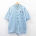 XL★古着 半袖 シャツ メンズ 00年代 00s ライフル 大きいサイズ ロング丈 コットン ボタンダウン 薄紺 ネイビー デニム 25aug21 中古 トップス