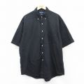 XL★古着 ラルフローレン Ralph Lauren 半袖 ブランド シャツ メンズ 90年代 90s ワンポイントロゴ TILDEN ゴルフ 大きいサイズ コットン ボタンダウン 黒 ブラック 25aug21 中古 トップス