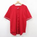 XL★古着 チョークライン 半袖 ベースボール シャツ メンズ 90年代 90s ラグラン メッシュ地 赤 レッド 25aug21 中古 トップス