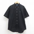 XL★古着 ラルフローレン Ralph Lauren 半袖 ブランド シャツ メンズ 90年代 90s ワンポイントロゴ BLAKE 大きいサイズ ロング丈 コットン ボタンダウン 黒 ブラック 【spe】 25aug22 中古 トップス