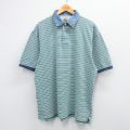 XL★古着 エディーバウアー 半袖 ラガー シャツ メンズ 00年代 00s 鹿の子 大きいサイズ コットン 緑他 グリーン ボーダー 【spe】 25aug23 中古 トップス