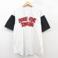L★古着 半袖 ベースボール シャツ メンズ 90年代 90s ROCK AND RYE TAVERN 唇 コットン USA製 白他 ホワイト 25sep01 中古 トップス