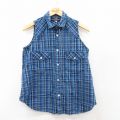 S★古着 ゲス GUESS ノースリーブ ウエスタン シャツ メンズ 90年代 90s USA製 青他 ブルー チェック 25sep01 中古 トップス