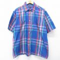 XL★古着 バンヒューセン 半袖 シャツ メンズ 90年代 90s 紺他 チェック 26mar28