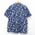 L★古着 ラルフローレン チャップス 半袖 ブランド シャツ メンズ 90年代 90s 葉 コットン ボタンダウン 紺【spe】 26mar28