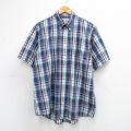 XL★古着 バンヒューセン 半袖 シャツ メンズ 90年代 90s ボタンダウン 青他 チェック 26mar31