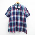 XL★古着 バンヒューセン 半袖 シャツ メンズ 80年代 80s 紺他 チェック 26mar31