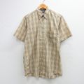 M★古着 ノーティカ 半袖 ブランド シャツ メンズ 90年代 90s ワンポイントロゴ コットン ボタンダウン ベージュ系他 チェック 26apr03